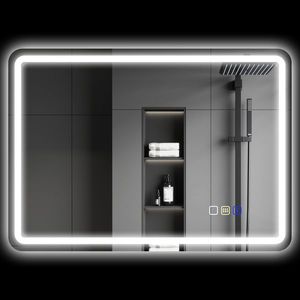 HOMCOM Oglinda de baie cu iluminare LED, pad anti-întunecare, 3 culori reglabile, culoare argintie | Aosom Romania imagine