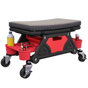 HOMCOM Scaun de atelier mobil 135 kg, scaun de mecanic cu roti rotative la 360°, 64, 5 x 33 x 35 cm, negru | Aosom Romania imagine