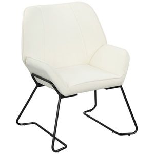 HOMCOM Fotoliu de Living cu Scaun Larg și Capitonat Tapitat în Catifea Picioare de Metal Fotoliu pentru Living Crem | Aosom Romania imagine