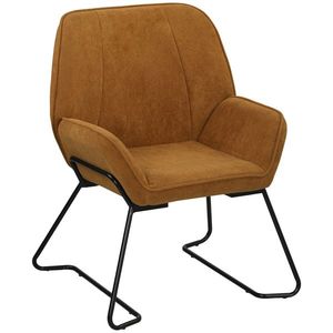 HOMCOM Fotoliu de Salon cu Șezut Larg și Captușit Tapițerie Catifea Picioare Metal Scaun pentru Sufragerie Maro | Aosom Romania imagine