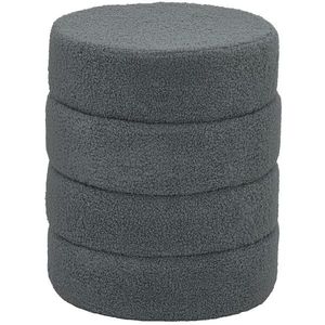 HOMCOM Taburet, rotund, cu blană de ursuleț, până la 120 kg, Ø40x45H cm, Gri închis | Aosom Romania imagine