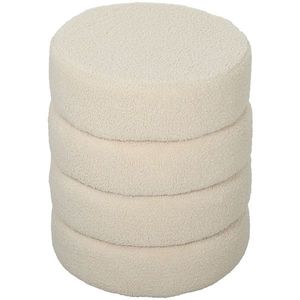 HOMCOM Taburet, rotund, teddy-fleece, până la 120kg, Φ40x45H cm, Bej | Aosom Romania imagine