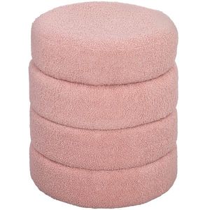 HOMCOM Scaun, rotund, fleece de teddy, până la 120 kg, Φ40x45 cm, Roz | Aosom Romania imagine