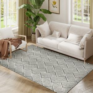 HOMCOM Covor salon 170 x 120 cm blănuri scurte lavabil în mașină hipoalergenic pentru sufragerie, dormitor, birou, gri | Aosom Romania imagine