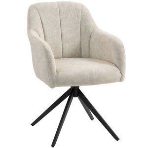 HOMCOM Fotoliu Acent Rotativ, Fotoliu Tapitat cu Material Textil, Picioare din Oțel, pentru Sufragerie, Dormitor, Birou, Bej | Aosom Romania imagine