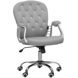 Vinsetto Scaun de birou, Ergonomic Scaun de birou cu braț, Spătar căptușit Gri deschis | Aosom Romania imagine