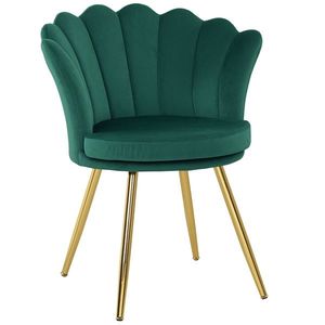 HOMCOM Fotoliu coquillage scaun coafură fotoliu din catifea pentru salon camera de zi și sufragerie verde | Aosom Romania imagine