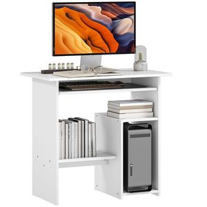 HOMCOM Birou de calculator, birou, placaj, metal, 80 x 45 x 75 cm, Alb | Aosom Romania imagine