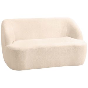 HOMCOM Canapé 2 places canapé en tissu bouclette 142 cm cu spătar și șezut curbat, fără asamblare necesară, bej | Aosom Romania imagine