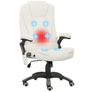 Vinsetto Scaun de birou ergonomic cu funcție de masaj, 68 x 72 x 110–120 cm, Crem | Aosom Romania imagine