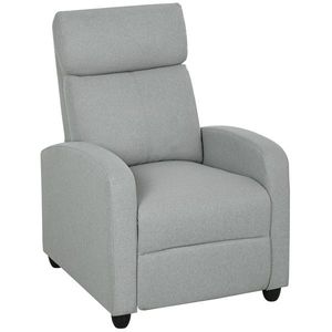 HOMCOM Fotoliu relaxant, reglabil 135°, suport extensibil pentru picioare, căptușeli, poliester de in, Gri deschis | Aosom Romania imagine