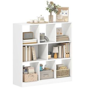HOMCOM Raft de cărți Raft Stand, 8 Compartimente Raft, 97, 5 x 30 x 100 cm, Alb | Aosom Romania imagine