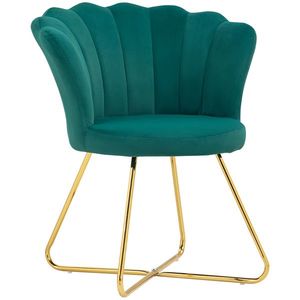HOMCOM Fotoliu coquillage fotoliu de machiaj fotoliu din catifea fotoliu de salon cu picioare din oțel 69 x 64 x 80 cm verde închis | Aosom Romania imagine