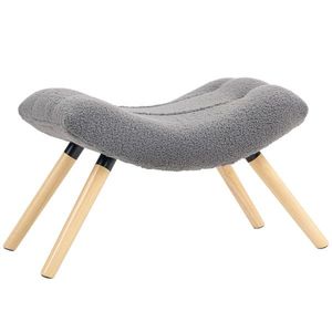 HOMCOM Puf de Picioare Modern cu Acoperire din Fleece si Picioare din Lemn, Tapitat, pentru camera de zi, dormitor, hol, Gri Inchis | Aosom Romania imagine
