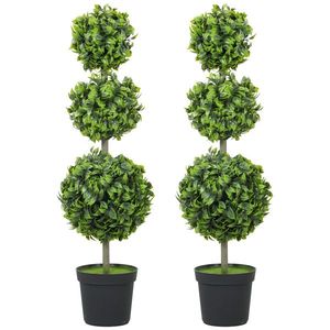 HOMCOM Plante artificiale în ghiveci, frunze din plastic, pământ flocos, Verde | Aosom Romania imagine
