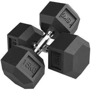 HOMCOM Ganteră cu mâner cu fendă, Gantere din fontă, 2 x 15kg, Gantere pentru bărbați și femei | Aosom Romania imagine