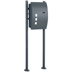HOMCOM Cutie Poștală, Cutie pentru Corespondență, Blocabilă, Suportabilă, 2 Chei, Oțel, 44 cm x 15 cm x 114 cm, Gri Închis | Aosom Romania imagine