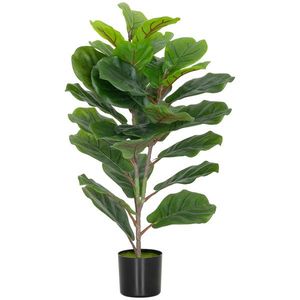 HOMCOM Plantă Artificială Ficus Lyrata Înaltă de 80 cm, Plantă Artificială Realistică pentru Interioare cu Vas, Decorațiune pentru Casă și Birou, Verde | Aosom Romania imagine