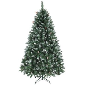 HOMCOM Brad de Crăciun Înzăpezit Înalt 180 cm cu 910 Ramuri, Brad Artificial de Interior cu Conuri Decorative, Bază Metalică Pliabilă, Verde | Aosom Romania imagine
