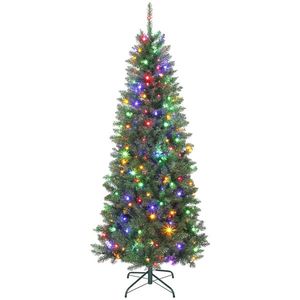 HOMCOM Pom de Crăciun Artificial de 180 cm cu Lumini Incorporate Albe și Colorate în 9 Moduri și 899 Crengi Ignifuge, Brad de Crăciun Dens și Realistic cu Bază Metalică Pliabilă pentru Acasă | Aosom Romania imagine