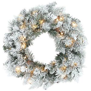 Ghirlandă de Crăciun HOMCOM de 60 cm cu 35 de Lumini LED Albe și Conuri, Coroană de Crăciun cu Timer, Decorație de Crăciun pentru Ușă și Fereastră, Verde | Aosom Romania imagine