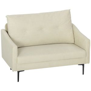 HOMCOM Canapea cu 2 Locuri din Catifea cu Spătar Matlasat și Pernă Detașabilă, Canapea Compactă Modernă cu Picioare din Metal pentru Sufragerie, 124x73x92 cm, Crem | Aosom Romania imagine