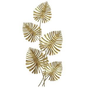 HOMCOM Artă Murală cu 5 Frunze de Monstera și Accesorii pentru Montaj Incluse, Decorațiuni Murale din Metal, 83x2.5x39 cm, culoare Aurie | Aosom Romania imagine