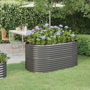 vidaXL Strat înălțat grădină gri 152x80x68cm oțel galvanizat imagine