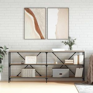 vidaXL Masă consolă stejar sonoma 180x30x75 cm lemn prelucrat și fier imagine