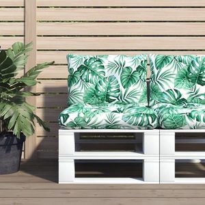 vidaXL Perne de paleți, 2 buc., model cu frunze, textil imagine