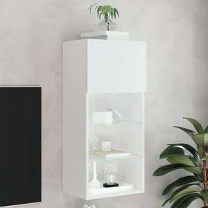 vidaXL Comodă TV cu lumini LED, alb, 40, 5x30x90 cm imagine