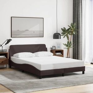 vidaXL Cadru de pat fără saltea, maro închis, 140x200 cm, textil imagine
