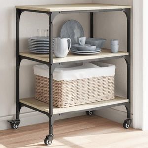vidaXL Cărucior de bucătărie stejar sonoma 60x41x76 cm lemn prelucrat imagine