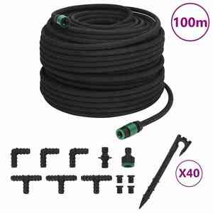 vidaXL Furtun poros de grădină, negru, 0, 6", 100 m, cauciuc imagine