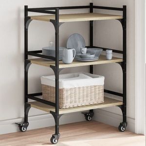 vidaXL Cărucior de bucătărie stejar sonoma 50x35x75, 5cm lemn prelucrat imagine