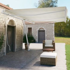 vidaXL Copertină retractabilă manual, crem, 600x350 cm imagine