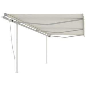 vidaXL Copertină retractabilă manual cu stâlpi, crem, 6x3, 5 m imagine