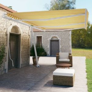 vidaXL Copertină autonomă retractabilă manual, galben/alb, 600x350 cm imagine