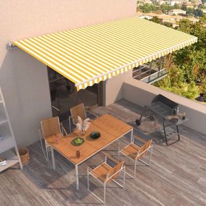 vidaXL Copertină retractabilă manual, galben și alb, 600x350 cm imagine