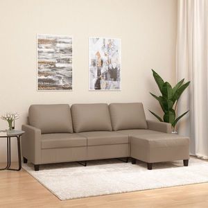 vidaXL Canapea cu 3 locuri / taburet cappuccino 180 cm piele ecologică imagine