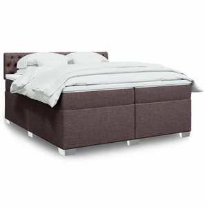 vidaXL Pat continental cu saltea & LED maro închis 200x200 cm textil imagine