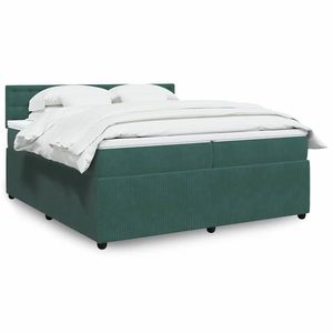 vidaXL Pat box spring cu saltea, verde închis, 200x200 cm, catifea imagine