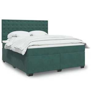 vidaXL Pat box spring cu saltea, verde închis, 180x200 cm, catifea imagine