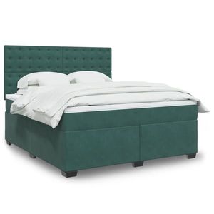 vidaXL Pat box spring cu saltea, verde închis, 180x200 cm, catifea imagine