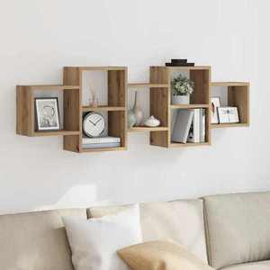 vidaXL Raft de perete, lemn artizanal, 129x18x42 cm, lemn prelucrat imagine