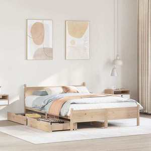 vidaXL Cadru de pat, 120x190 cm, lemn masiv pin imagine
