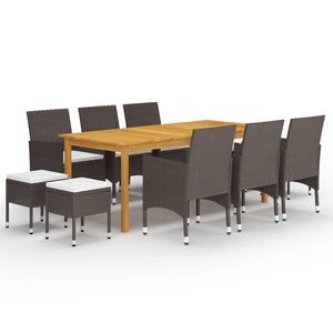 vidaXL Set mobilier de grădină, 11 piese, maro imagine