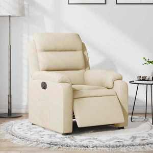 vidaXL Fotoliu rabatabil electric, crem, material textil imagine