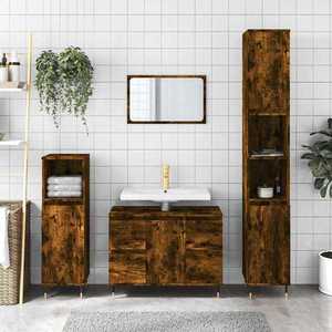 vidaXL Dulap pentru baie, stejar fumuriu, 80x33x60 cm, lemn compozit imagine