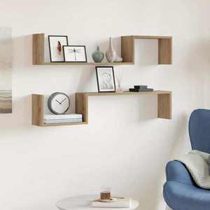 vidaXL Rafturi de perete, 2 buc., stejar artizanal, 100x15x20 cm, lemn imagine